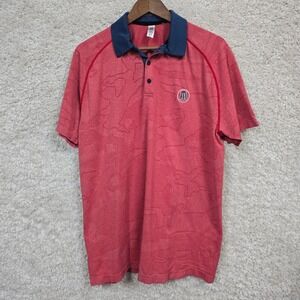 UNRL Barstool Sports Golf Polo Men Large Red Camo Performance Short Sleeve Shirt